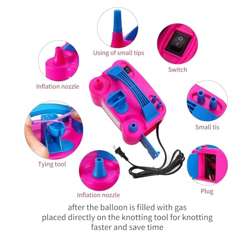 Storio Acrylonitrile Butadiene Styrene High-Power Electric Balloon Inflator With Dual Nozzles - Ideal For Wedding Parties, Multi-Color,1 Piece