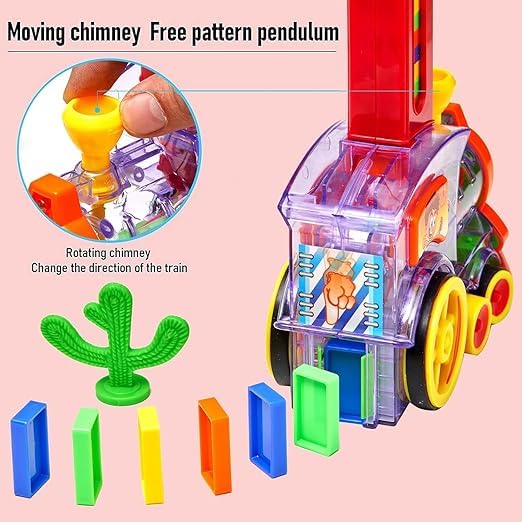 Amisha Gift Gallery Dominoes Funny Train Mega Pack 40 pcs Domino Train Toy Set, Domino Rally Train Model with Lights and Sounds Construction and Stacking Toys for Kids 3+Age