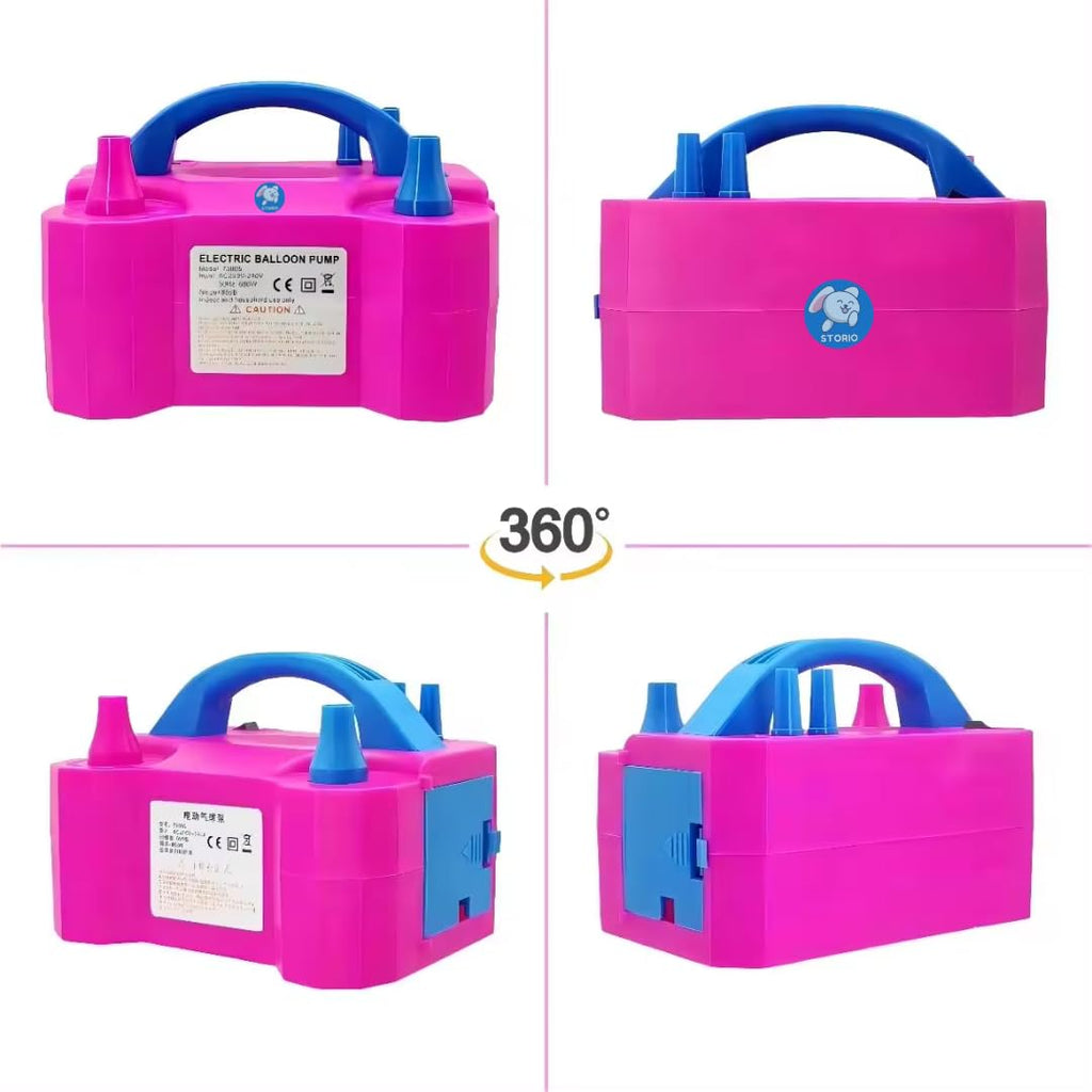 Storio Acrylonitrile Butadiene Styrene High-Power Electric Balloon Inflator With Dual Nozzles - Ideal For Wedding Parties, Multi-Color,1 Piece