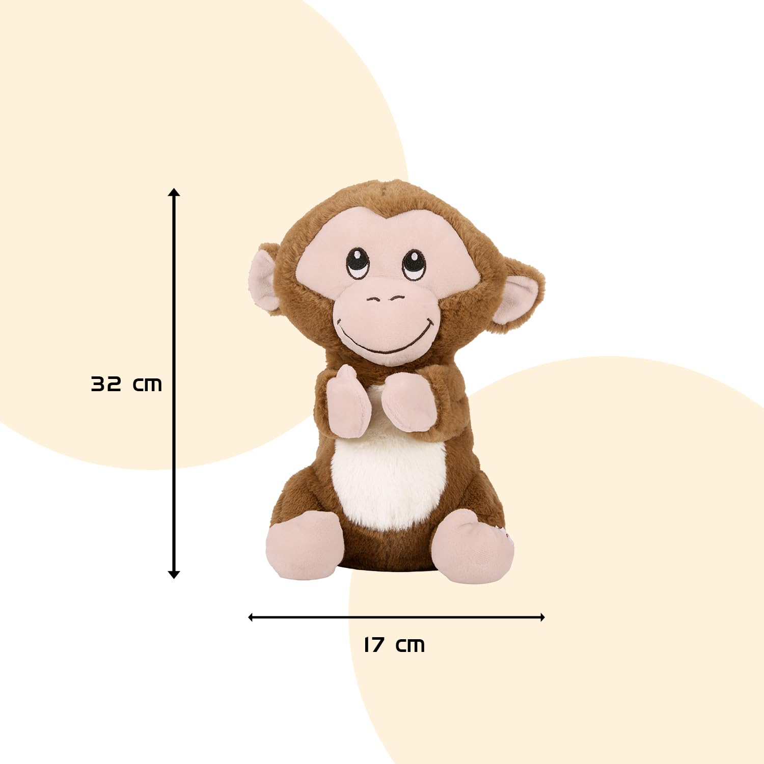 Amazon Brand - Jam & Honey Clapping Toy – Monkey | 30 cm Interactive Plush | Sound-Responsive | BIS Certified | Non-Toxic | for Kids 3+ Years