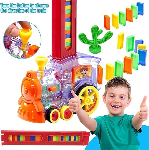 Amisha Gift Gallery Dominoes Funny Train Mega Pack 40 pcs Domino Train Toy Set, Domino Rally Train Model with Lights and Sounds Construction and Stacking Toys for Kids 3+Age