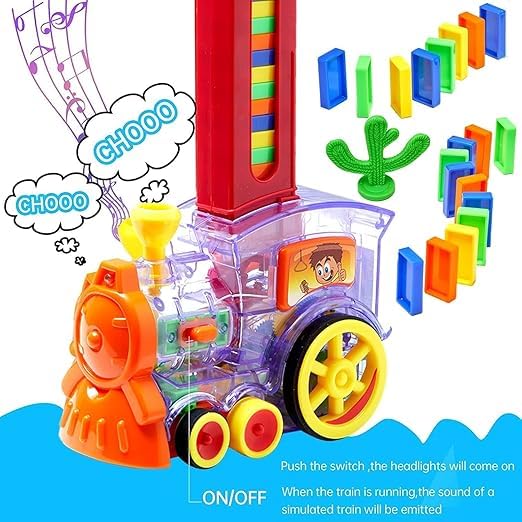 Amisha Gift Gallery Dominoes Funny Train Mega Pack 40 pcs Domino Train Toy Set, Domino Rally Train Model with Lights and Sounds Construction and Stacking Toys for Kids 3+Age