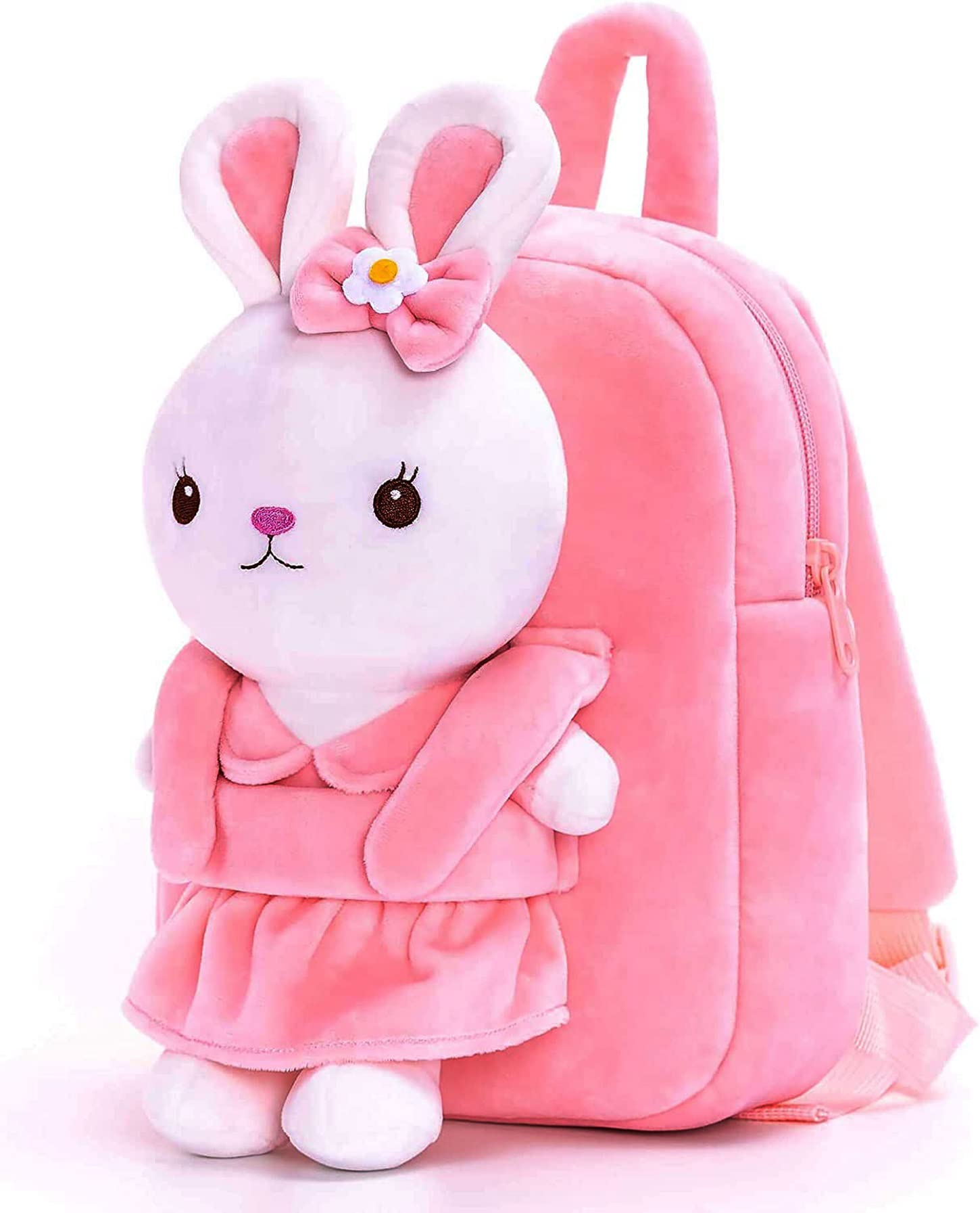 Frantic Kids Soft Animal Cartoon Travelling School Bag Soft Plush Standard 1 Compartment Backpack Boys Girls For 2 To 5 Years Boys/Girls Nursery,Preschool(Fullbodypink Rabbit) Full Size,10 Litre