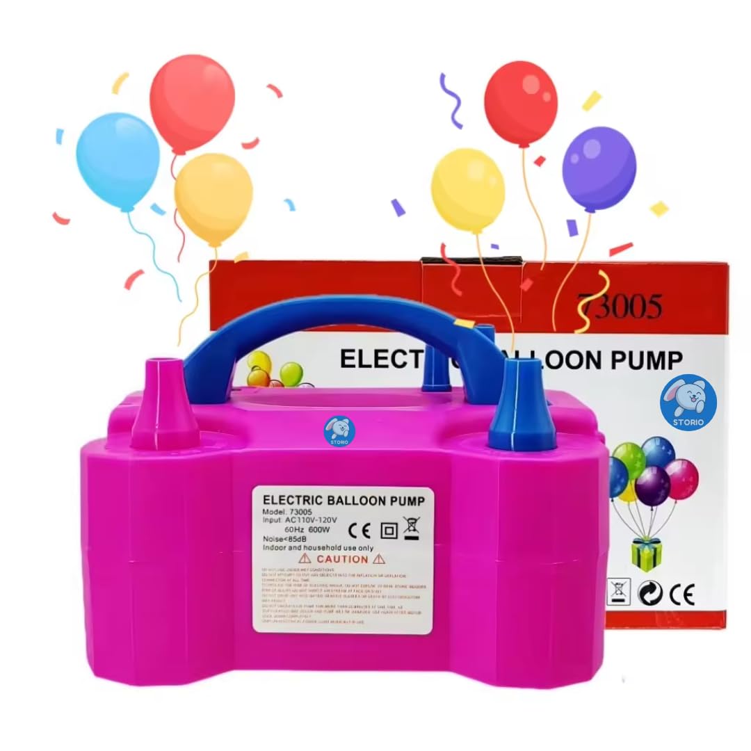 Storio Acrylonitrile Butadiene Styrene High-Power Electric Balloon Inflator With Dual Nozzles - Ideal For Wedding Parties, Multi-Color,1 Piece