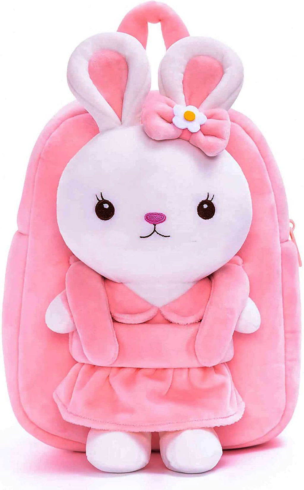 Frantic Kids Soft Animal Cartoon Travelling School Bag Soft Plush Standard 1 Compartment Backpack Boys Girls For 2 To 5 Years Boys/Girls Nursery,Preschool(Fullbodypink Rabbit) Full Size,10 Litre
