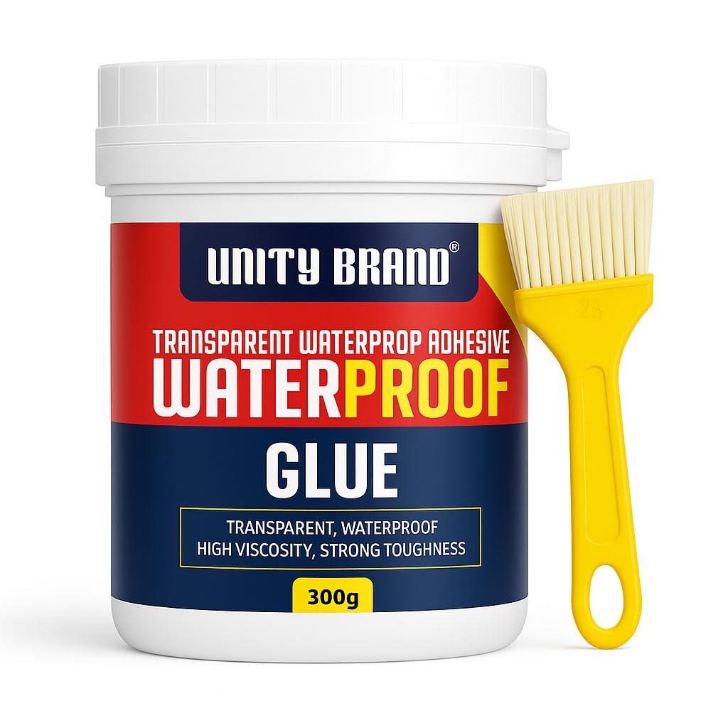 UB UNITY BRAND Crack Seal Glue 300gm with Brush Transparent Waterproof Resin Epoxy for Roof Leakage Crack Seal Agent Roof Water Leakage Solution Water Proof Glue for Waterproofing (300 GM / 1 PACK)