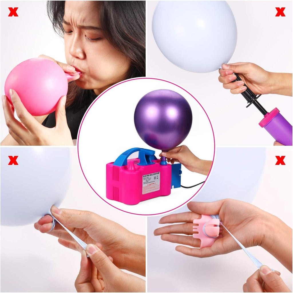 Storio Acrylonitrile Butadiene Styrene High-Power Electric Balloon Inflator With Dual Nozzles - Ideal For Wedding Parties, Multi-Color,1 Piece