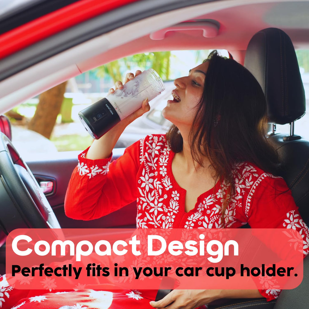 InstaCuppa Portable Blender for Smoothie and Juices, Milk Shakes, Crushing Ice, USB Rechargeable Blender Machine for Kitchen with 2000 mAh Battery, 150 W Motor, 400 ML, Built-in Jar (Normal Edition)