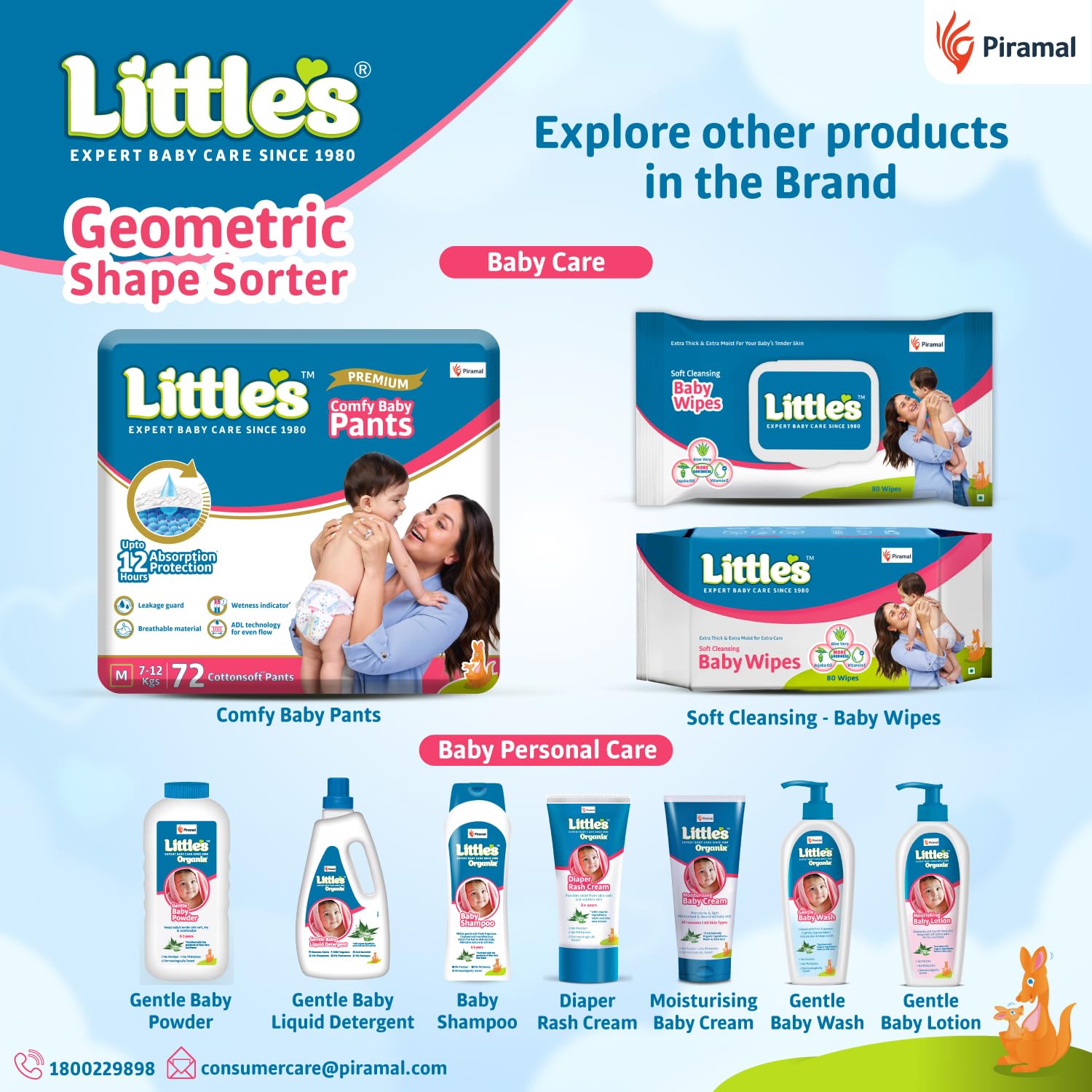 Little's Geometric Shape Sorter | 25 Pieces with 5 Shapes & Colors | Enhances Sensory Development