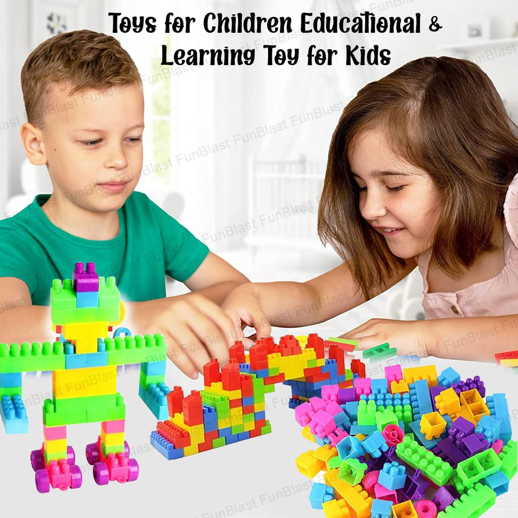 FunBlast DIY Plastic Building Blocks for Kids Building Blocks Toy for Kids Puzzle Games for Kid,Toys for Children Educational & Learning Toy for Kid,Girls & Boys -(250 Pieces Blocks with 38 Wheels)