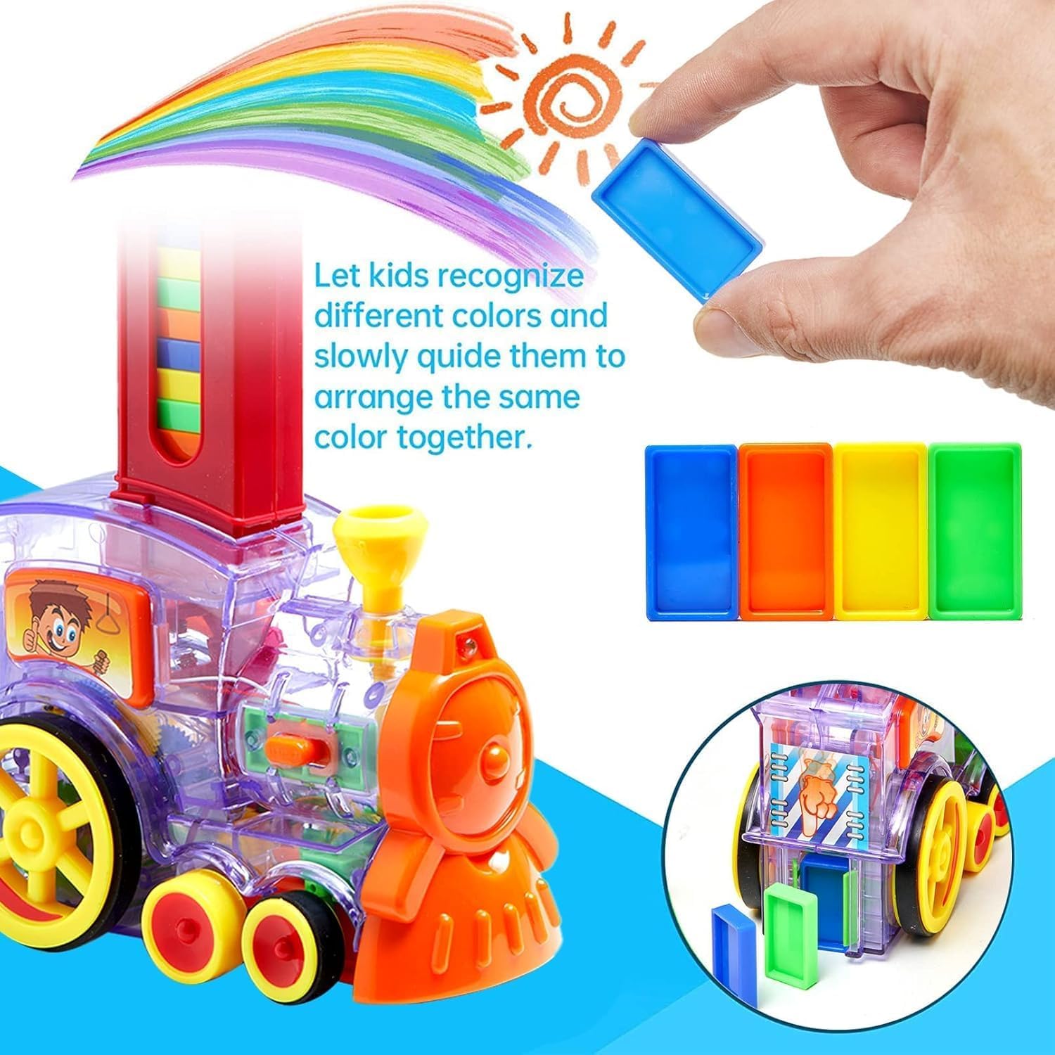 Amisha Gift Gallery Dominoes Funny Train Mega Pack 40 pcs Domino Train Toy Set, Domino Rally Train Model with Lights and Sounds Construction and Stacking Toys for Kids 3+Age