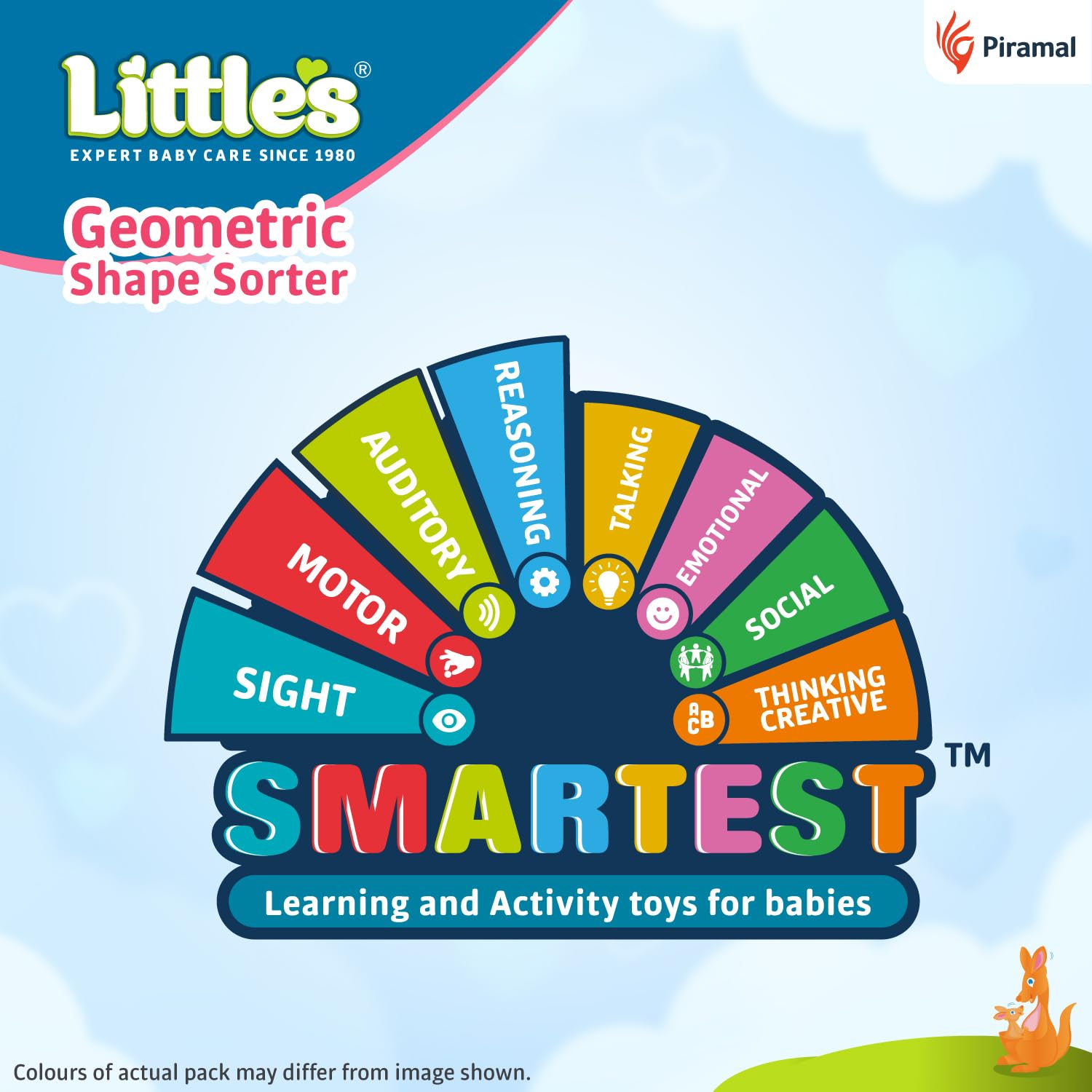 Little's Geometric Shape Sorter | 25 Pieces with 5 Shapes & Colors | Enhances Sensory Development