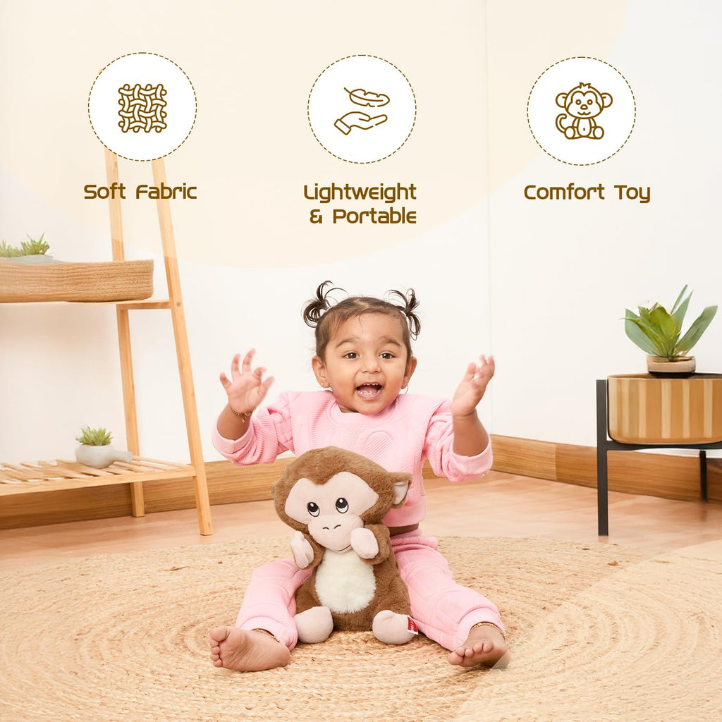 Amazon Brand - Jam & Honey Clapping Toy – Monkey | 30 cm Interactive Plush | Sound-Responsive | BIS Certified | Non-Toxic | for Kids 3+ Years