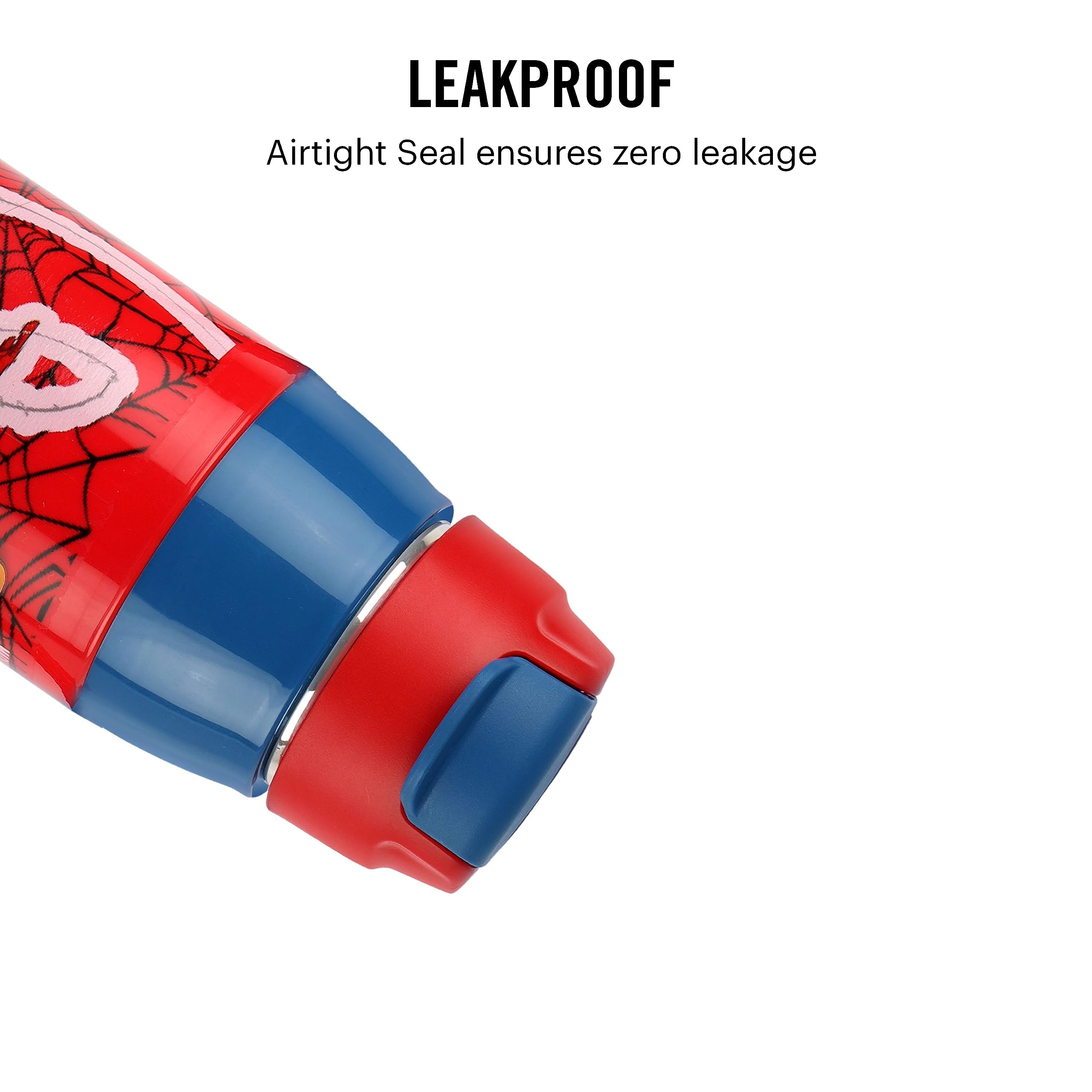 CELLO Puro Steel-X Hydra Kid 600 Inner Steel Insulated Water Bottle 520ml, Red | Spiderman Print | ISI Certified, Leakproof | Easy to Carry with Loop | Insulated Cold Water Bottle For School, Picnic