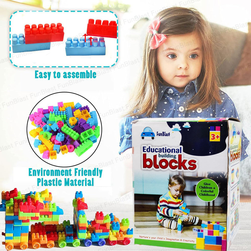 FunBlast DIY Plastic Building Blocks for Kids Building Blocks Toy for Kids Puzzle Games for Kid,Toys for Children Educational & Learning Toy for Kid,Girls & Boys -(250 Pieces Blocks with 38 Wheels)