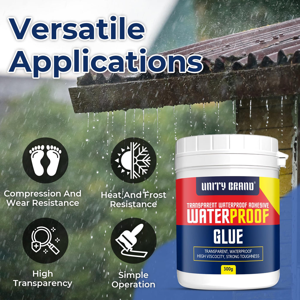 UB UNITY BRAND Crack Seal Glue 300gm with Brush Transparent Waterproof Resin Epoxy for Roof Leakage Crack Seal Agent Roof Water Leakage Solution Water Proof Glue for Waterproofing (300 GM / 1 PACK)